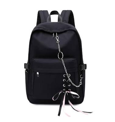Joymoze Classic Backpack for Women Stylish School Backpack for Teen Girl Black with Chain