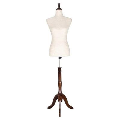 Bonnlo Upgraded Female Dress Form, Mannequin Torse Body with Adjustable Rubber Wood Stand for Dress Jewelry Display (White, 6-8)