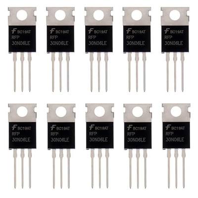 BOJACK RFP30N06LE MOSFET 30 A 60 V RFP30N06LE N-Channel Power MOSFET Transistor ESD Rated TO-220 (Pack of 10)
