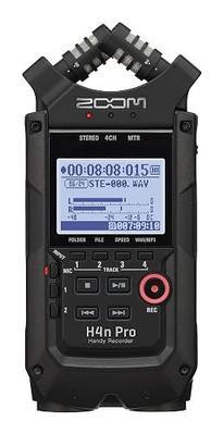 Zoom H4n Pro 4-Track Portable Recorder, All Black, Stereo Microphones, 2 XLR/ ¼“ Combo Inputs, Battery Powered, for Stereo/Multitrack Recording of Music, Audio for Video, and Podcasting