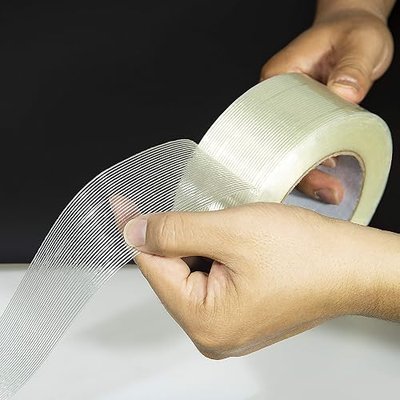 4 Pack 2in(5cm) 164ft (55-Yards / 50-Meters) 5.9mil Fiberglass Tape, Transparent Filament Reinforced Strapping Tape for Heavy Duty Packing