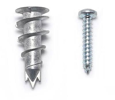 CONFAST Zinc Self-Drilling Metal Drywall Anchors Kit with Screws, 200 Pieces (100 Anchors + 100 Pcs 1" Screws), #8 Wall Anchors for Drywall, Sheetrock, and Hollow-Wall Installation