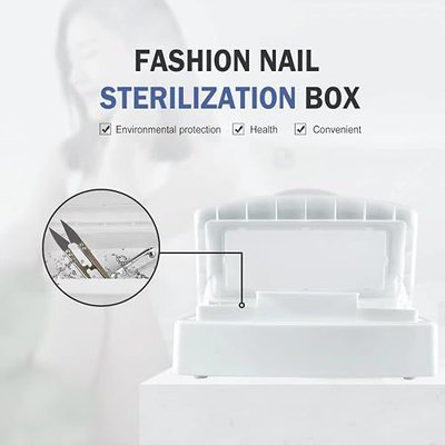 YoleShy Nail Tool Cleaning Box White Plastic Clean Container for Tweezers Esthetician Essentials Clean Jar for Hair Salon, Spa & Cutter Manicure Equipment-Nail Art Tool