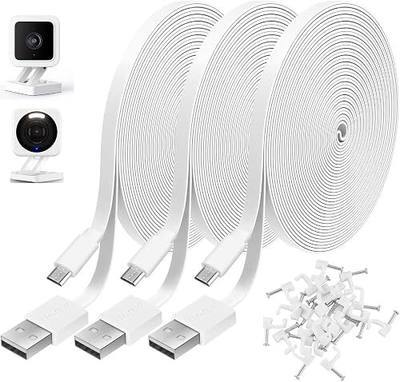 3 Pack 10FT Power Extension Cable Compatible with Wyze Cam, Eufy, Kasa, Nest, Blink - USB to Micro USB Durable Charging and Data Sync Cord for Security Camera