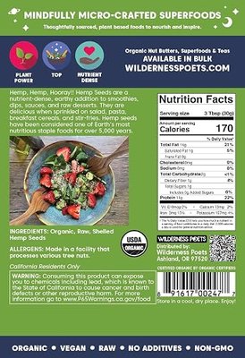 Wilderness Poets Hulled Hemp Seeds, Organic Raw Hemp Hearts (32 Ounce - 2 Pound)
