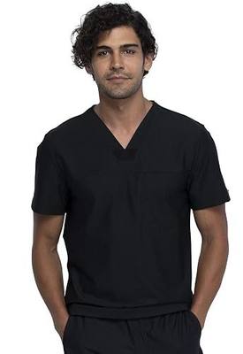 Cherokee Form V Neck Mens Scrubs TopModern Fit 360° Stretch | Chest Pocket, Wrinkle-Resistant Knit Fabric, Flexible Movement, Durable Construction, Easy-Care Design, All-Day Workwear