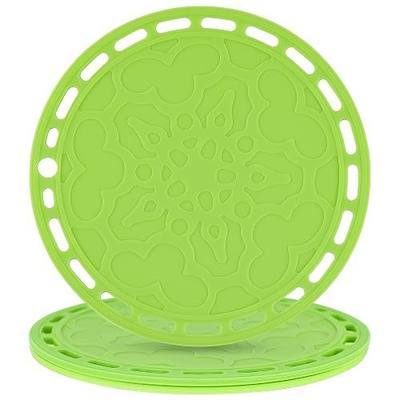 Green Silicone Trivet Mat Big Round PotHolder Hot Pads and Trivets for Hot Dishes and Hot Pots Holder, Hot Mats for Countertops, Tables, Spoon Rest Set 3