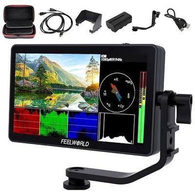 FEELWORLD F6 Plus V2 + Battery +Carry Case 6 inch Camera Field Monitor Touchscreen 4K HDMI 1920x1080 IPS, Supports 3D LUT HDR, Waveform, Accurate Focus and Expose