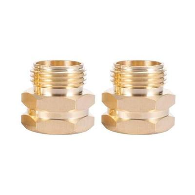 Brass Pipe to Hose Connector Fitting, Female Pipe Thread x Male 3/4 Hose Thread(2 Pack) (3/4NPT female to 3/4 GHT male)