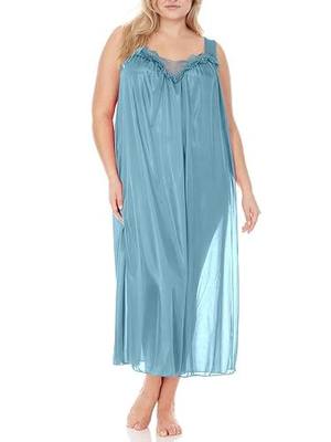 Ezi Satin Silk Nightgown For Women - Soft & Breathable Womens Sleepwear- Sexy Short Sleeves Womens Sleepwear, M - Plus Size