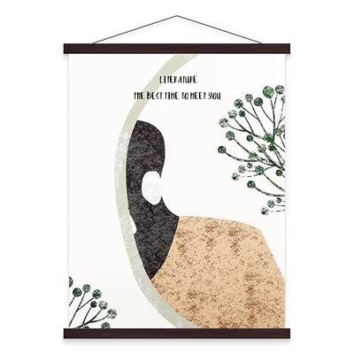 Benjia Magnetic Poster Hanger, 18x24 18x12 18x24 Poster Frame Wood Wooden Magnet Print Posters Dowel Scroll Hanger Hangers Hanging Kit for Walls Map Canvas Artwork (Walnut, 18")