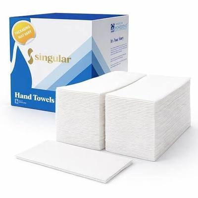 AH AMERICAN HOMESTEAD Disposable Napkins – Quilted Guest Towel Napkins, Soft Linen-Feel Guest Towels for Bathroom, Disposable Hand Towels for Kitchen & Entertaining, (White 15.5 x 8 in, 100 Count)