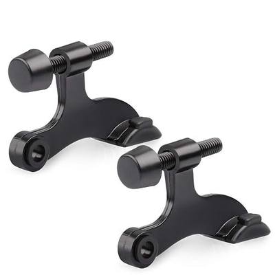 HOMOTEK 2 Pack Hinge Pin Black Door Stopper,Adjustable Deluxe Heavy Duty Door Stopper 2-1/2"x1-3/4”,with Black Rubber Bumper Tips