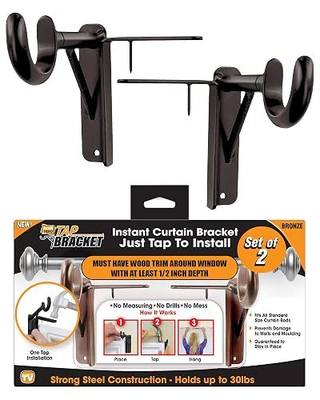 Spark Innovators Tap Curtain Rod Bracket, Bronze, Set of 2 – No Drill Curtain Rod Brackets, Damage-Free, Easy to Install | Fits 1.25" Rods, Holds up to 30 lbs, As Seen on TV – Great Gift Idea for Moms