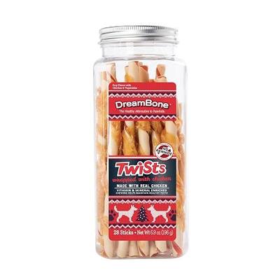 DreamBone Holiday Ham Flavored Chews 28 Count (Pack of 1) Made with Real Chicken, Rawhide-Free Chews for Dogs