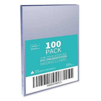 Binditek 8 Mil PVC Binding Covers, 8.5 x 11 Inches, Clear, 100 Pack | Plastic Binding Covers, 8.5" x 11" Letter Size, Clear, Square Corners, Unpunched, Ideal for Business Reports and Proposals