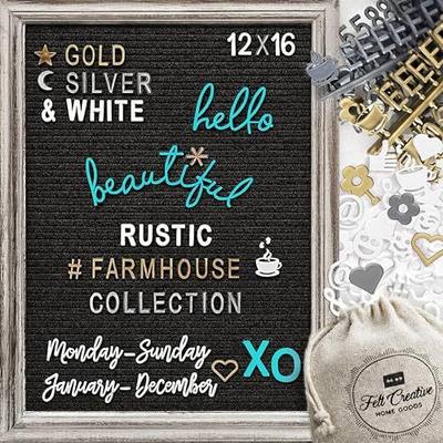 Farmhouse Felt Letter Board Sign with Stand - Rustic Wood Frame Announcement Board for New Baby, Pregnancy Announcement Sign, 12x16 Changeable Message Board with over 700 Felt Board Letters