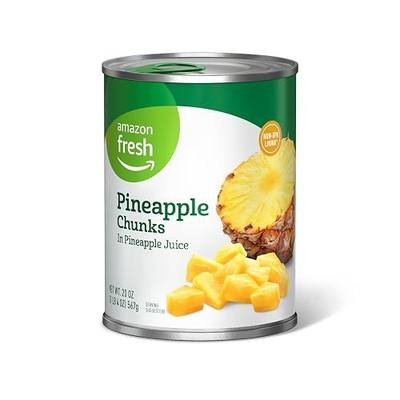 Amazon Fresh, Pineapple Chunks in Pinapple Juice, 20 Oz (Previously Happy Belly, Packaging May Vary)