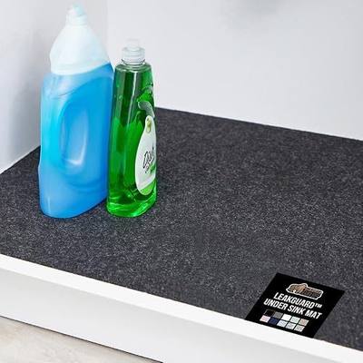 GORILLA GRIP LeakGuard Non-Adhesive Under Sink Mat for Kitchen Cabinet, Waterproof Quick Dry Shelf Liner, Durable Absorbent Felt Mats for Bathroom Sinks, Cabinets, Dresser, Easy to Trim 24x30 Charcoal