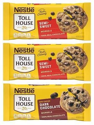 Nestlé Toll House Chocolate Chips, Pack of 3 – Includes Two, 12 oz. Bags of Semi-Sweet Chocolate Chips and One, 10 oz. Bag of Dark Chocolate Chips