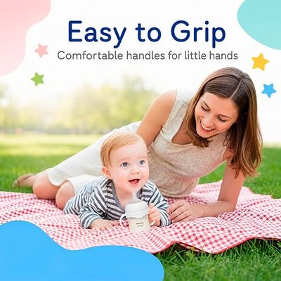 CHUBBIEE Baby Bottle Handles Compatible with Philips Avent Natural Bottles, Ergonomic Non-Slip Bottle Grips for Self-Feeding, BPA-Free Trainer Accessories for 4 Months+, White, 2-Pack