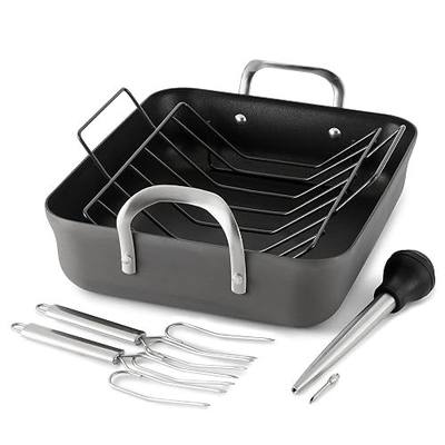 Calphalon Contemporary Hard Anodized Nonstick 16-Inch Roasting Pan with Rack 5 pc. Set