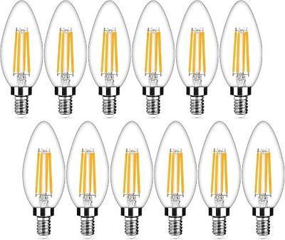 12-Pack Dimmable E12 LED Candelabra Bulbs 40Watt Equivalent, 2700K Warm White, 450Lumens, 4W B11 Vintage Chandelier Light Bulbs, LED Filament Clear Glass Candle Lamp for Ceiling Fan Home Decor1