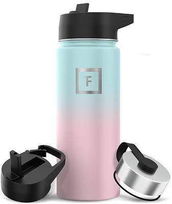 IRON °FLASK Camping & Hiking Hydration Flask with Straw, Wide Mouth Insulated Stainless Steel Sports Water Bottle - 18 oz Bubble Gum | Insulated Stainless Steel Sports Water Bottle with Leakproof Straw Lid - BPA Free, Cold 24 Hrs, Sweat Free (Bubble Gum)