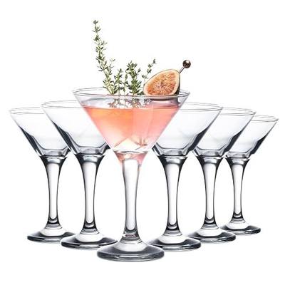 Vikko Martini Glasses Set of 6, 5.2 Ounce Cocktail Glasses with Stem, Elegant Cosmopolitan Glasses for Martinis and Cockatails, Dishwasher Safe, Durable Manhatten Glasses