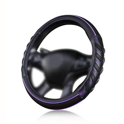 Flying Banner car Steering Wheel Cover Faux Leather Massage Universal fit 3D Honeycomb Hole Anti-Slip Sporty 15 Inches (Purple Black)