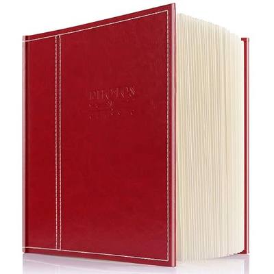 Magnetic Self-Stick Page Photo Album,Unique Luminous Line,Wedding Photo Album,Baby Growth,Family Album, Leather Cover, Housewarming,Anniversary DIY Albums Holds 3X5,4X6,5X7,6X8,8X10 Photos (Red)