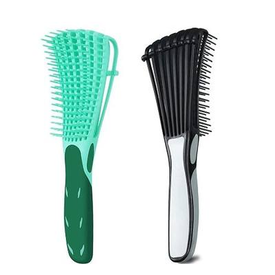 2 Pack Detangling Brush for Curly Hair, Green Black Hair Detangler, Afro Textured 3a to 4c Kinky Wavy, for Wet/Dry/Long Thick Curly Hair, Exfoliating Your Scalp for Beautiful and Shiny Curls