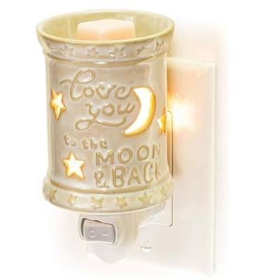 Dawhud Direct Wall Plug-in Wax Warmer for Scented Wax Ceramic Love You to The Moon and Back Electric Home Fragrance Warmer for Essential Oils Candle Wax Melts and Tarts Scent Warmer Night Light