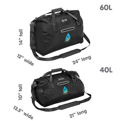 Skog Å Kust Duffelsak Heavy Duty Waterproof Duffel - Gear Bag for Sports, Travel, & More - 40L Black | 40, 60 and 90 Liter Sizes, For Sports, For Travel