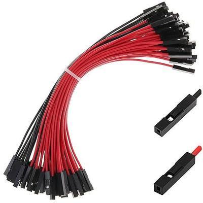 Breadboard Female to Female Jumper Wires Black Red Color for Power Lines 0.1'' Square Head 60-Pack 24AWG by Hellotronics (F/F, 15CM, Pack of 60)