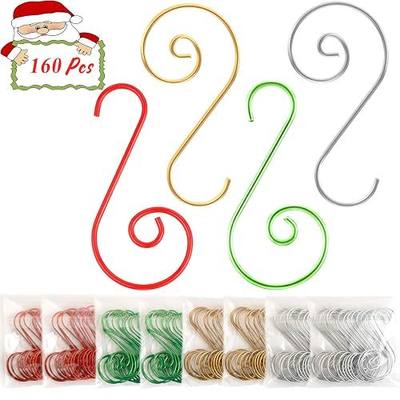 Christmas Ornament Hooks 160 Pcs Christmas Tree Ornament Hangers Hooks for Xmas Tree Decorations,Mix Colors