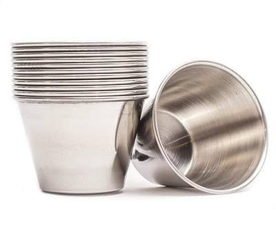 Ramekins Stainless Steel Condiment Sauce Cups, Metal Ramekins, Commercial Grade, Multifunctional, Ideal for All Hot and Cold Sauces, Individual Portion Cups (12, 2.5 oz)