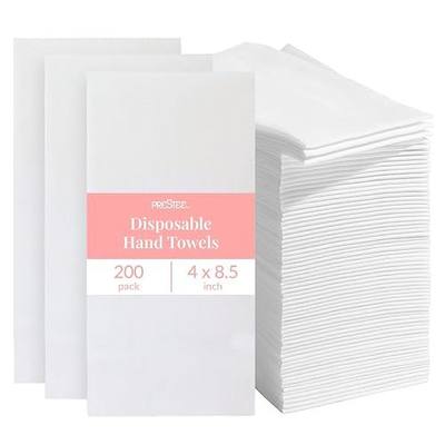 Prestee 200 Disposable Paper Hand Towels That Feel Like Linen Napkins, 2-Ply - Guest Towels, Wedding Paper Napkins, Disposable Napkin for Guest Bathroom, Parties, Dinners, Events (White)