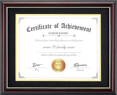 ELSKER&HOME 8.5x11 Diploma Frame with Black Mat,Real Wood Mahogany | Double Mat, Black with Golden Rim Made for Certificates&Document Sized 8.5x11 Inch with Mat and 11x14 Inch without Mat