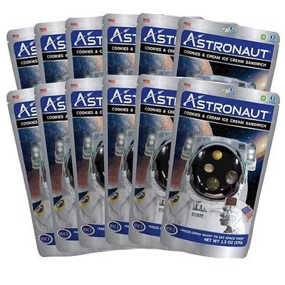 Astronaut Foods Freeze-Dried Ice Cream Sandwich, NASA Space Dessert, Cookies & Cream (12 Count)