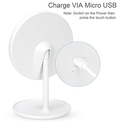 deweisn USB Rechargeable Led Lighted Makeup Mirror with 30 High Brightness Dimmable LEDs, Touch Sensor Switch and Base Storage Vanity Makeup Mirror, High Definition Traval Mirror