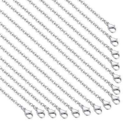30 Pack 18 Inch Necklace Chain Stainless Steel Link Cable Chain Necklace with Lobster Clasps for DIY Jewelry Making
