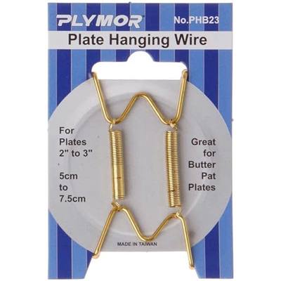 Plymor Shiny Gold Finish Wall Mountable Plate Hanger, 2.25" H x 1.25" W x 0.375" D (for Plates 2" - 3"), Pack of 2