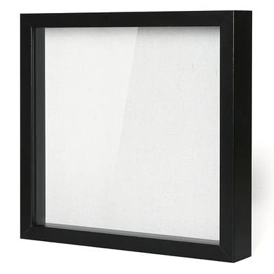 Muzilife 12x12 Shadow Box Wood Picture Frame, Tempered Glass, Black | FSC-Certified MDF | Soft Acid-free Linen Board | Removable Inner Frame | Wall-Mount Display Cases | For Photos and Keepsakes