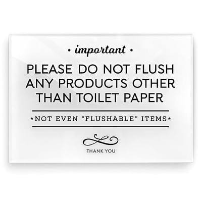 Reilly Originals 3.5x5 Inch Do Not Flush Rules Bathroom Sign ~ Ready to Stick ~ Premium Finish, Durable