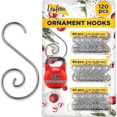 Leafeon 120 Pack Christmas Ornament Hooks – Perfect Ornaments Hooks for Christmas Tree Decoration – Silver S-Shaped Xmas Ornament Hangers