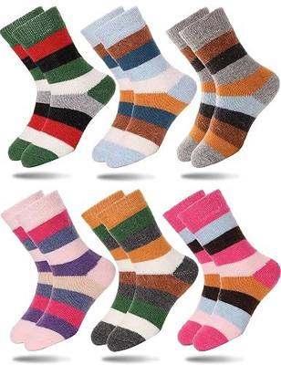 Sandsuced Kids Wool Socks for Toddlers Boys Girls Hiking Warm Winter Thick Heavy Thermal Cozy Gift Socks 6 Pairs