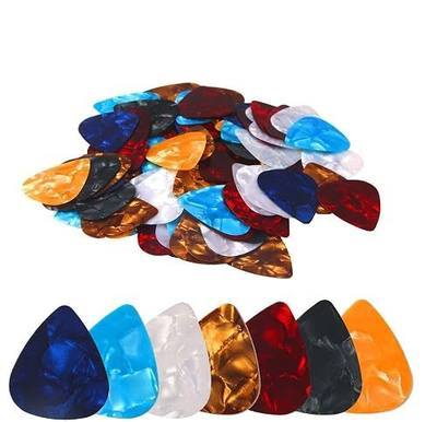 DECYOOL 100 Pack Thin Guitar Picks 0.46mm for Acoustic Electric Guitars | 100 Pack Thin Celluloid Guitar Picks, for Acoustic Electric Bass Ukulele, 0.46mm Flexible Playing Feel, Colorful Assortment