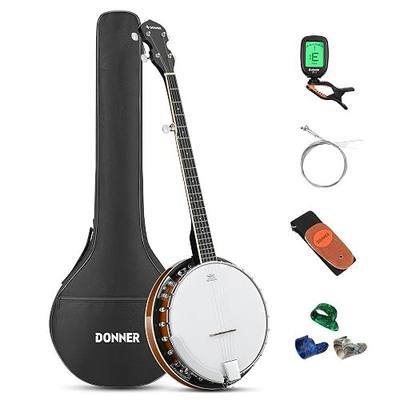 Donner Banjo Full Size 5 String Tenor Banjolele Guitar with Banjo Kit Tuner Gig Bag, Stringed Musical Instruments for Adult Beginner,DBJ-200