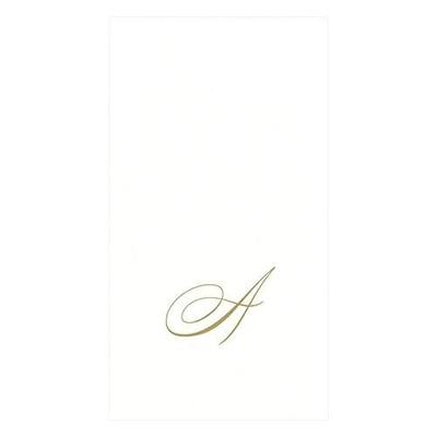 Caspari White Pearl Paper Linen Guest Towels, Monogram Initial A, Pack of 24
